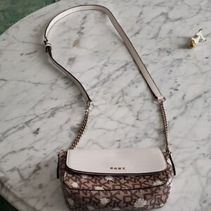 DKNY Brown and Cream Crossbody Daisy Design Bag